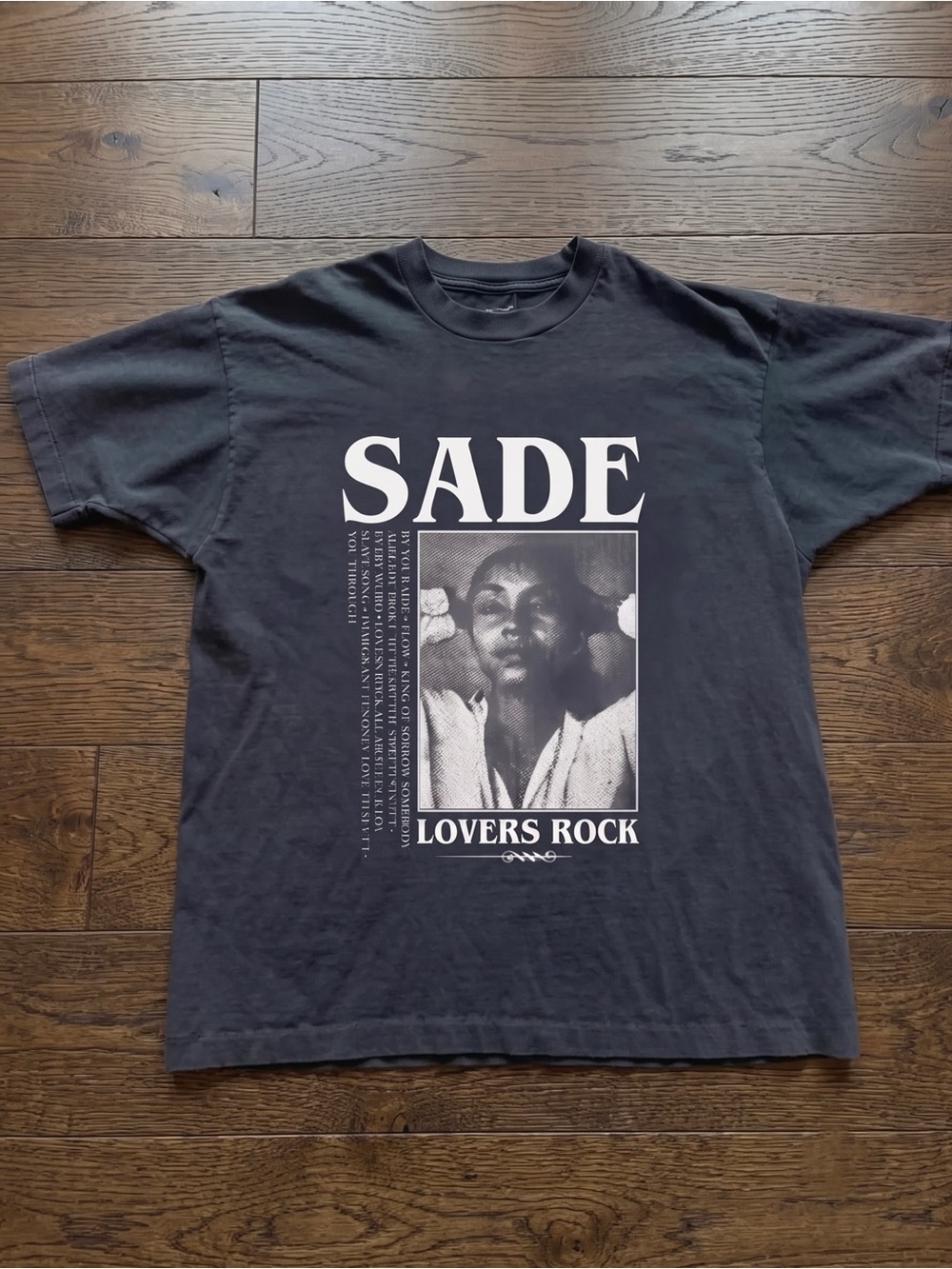 Sade Lovers Rock Halftone Portrait Charcoal Band T-Shirt